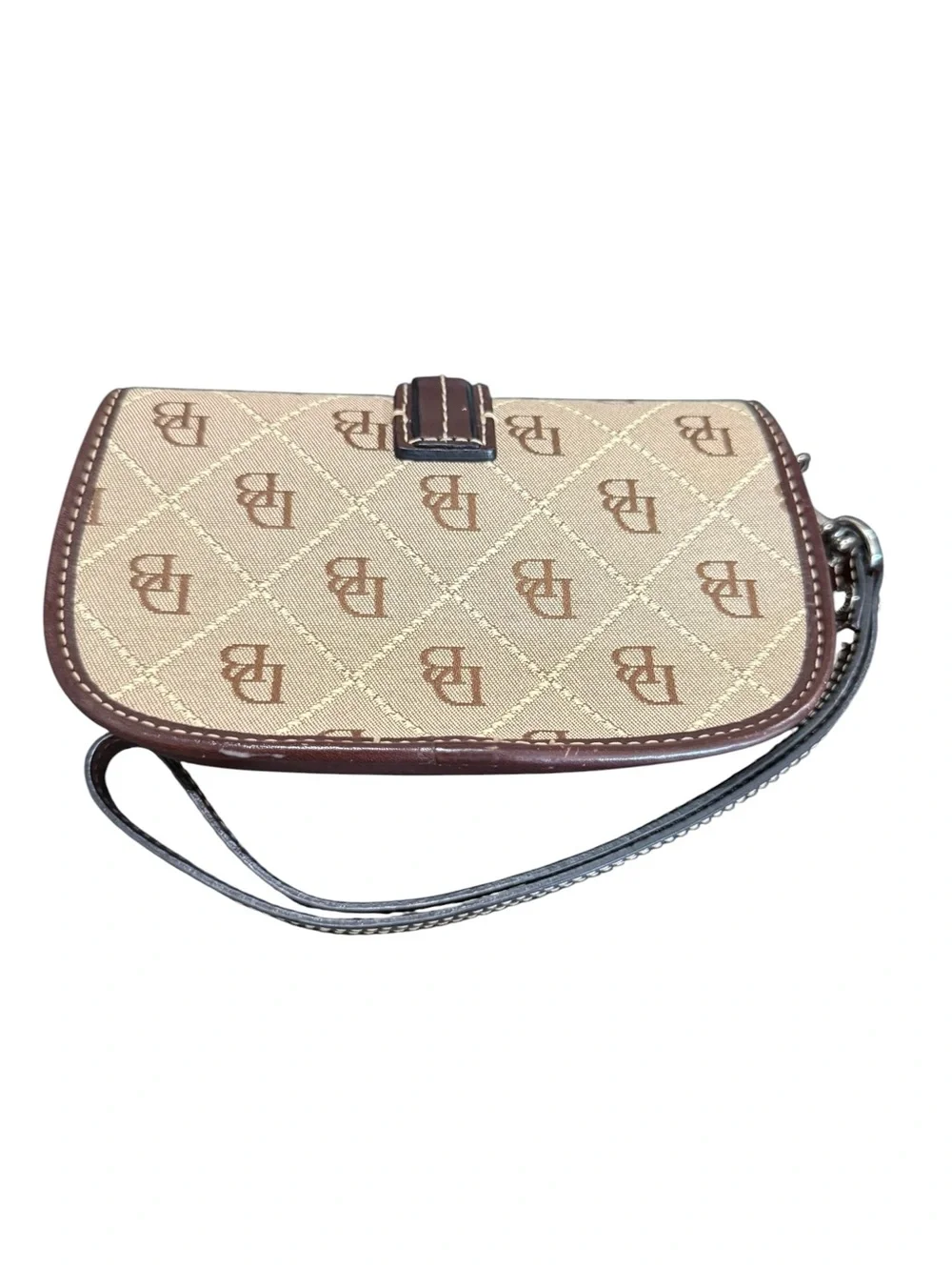 Dooney & Bourke Beige and Brown Monogram Wristlet
